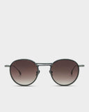 Round metal sunglasses in brown gradient lens
